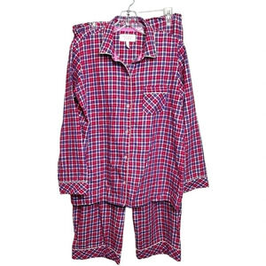 Victoria's‎ Secret two piece button long sleeve shirt & pants plaid women's Med